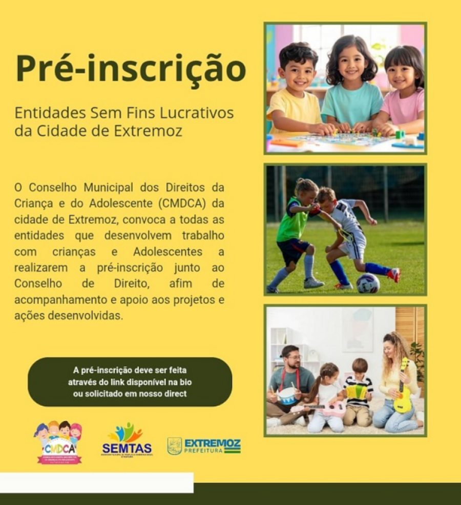CMDCA abre pré-inscrição para entidades em Extremoz