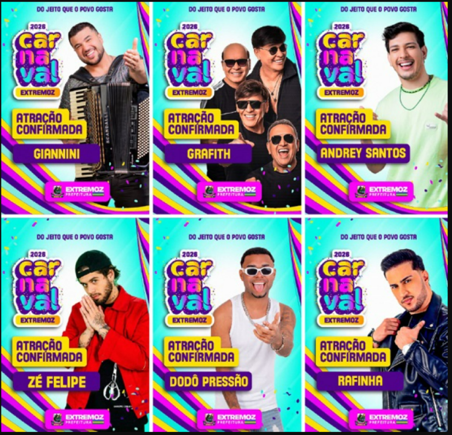 Carnaval de Extremoz 2026 confirma atrações